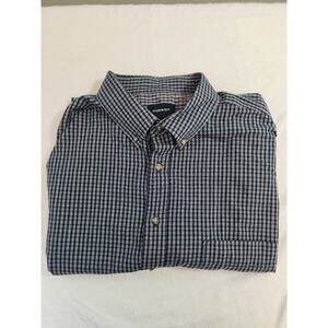 Harbor Bay Shirt Mens 2XLT 2XL Tall Blue Plaid Long Sleeve Preppy Business Work